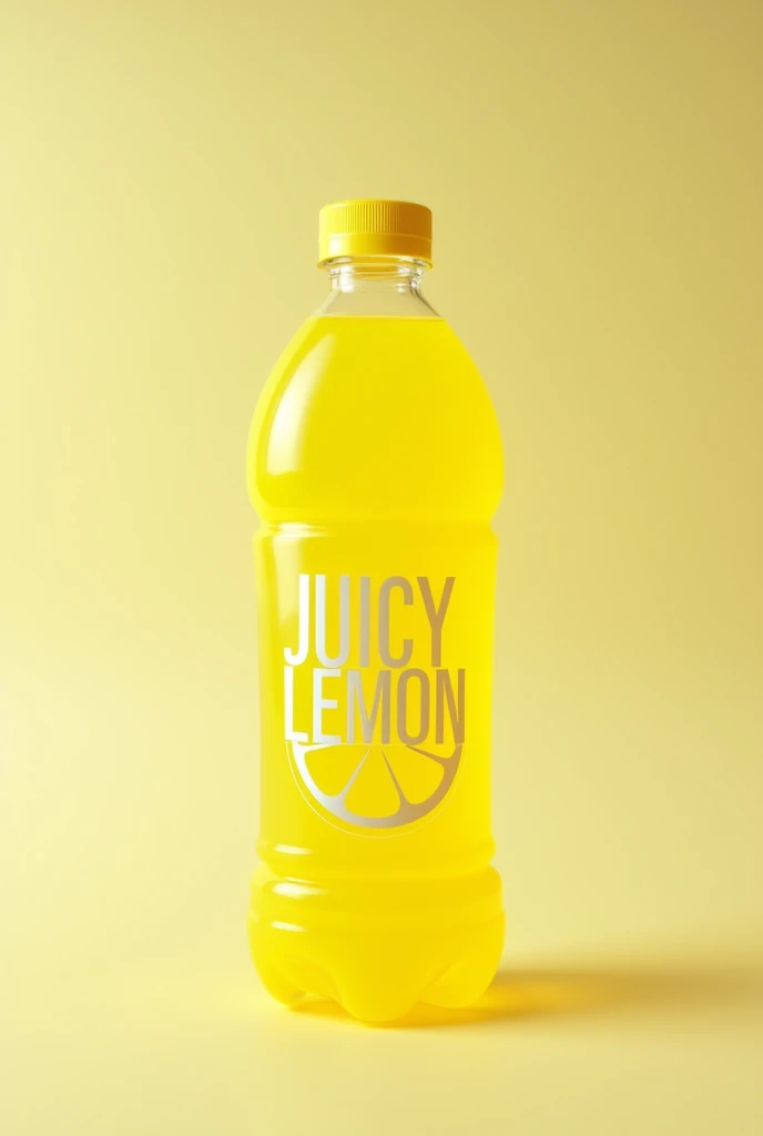 A lemonade plastic bottle written JUICY LEMON