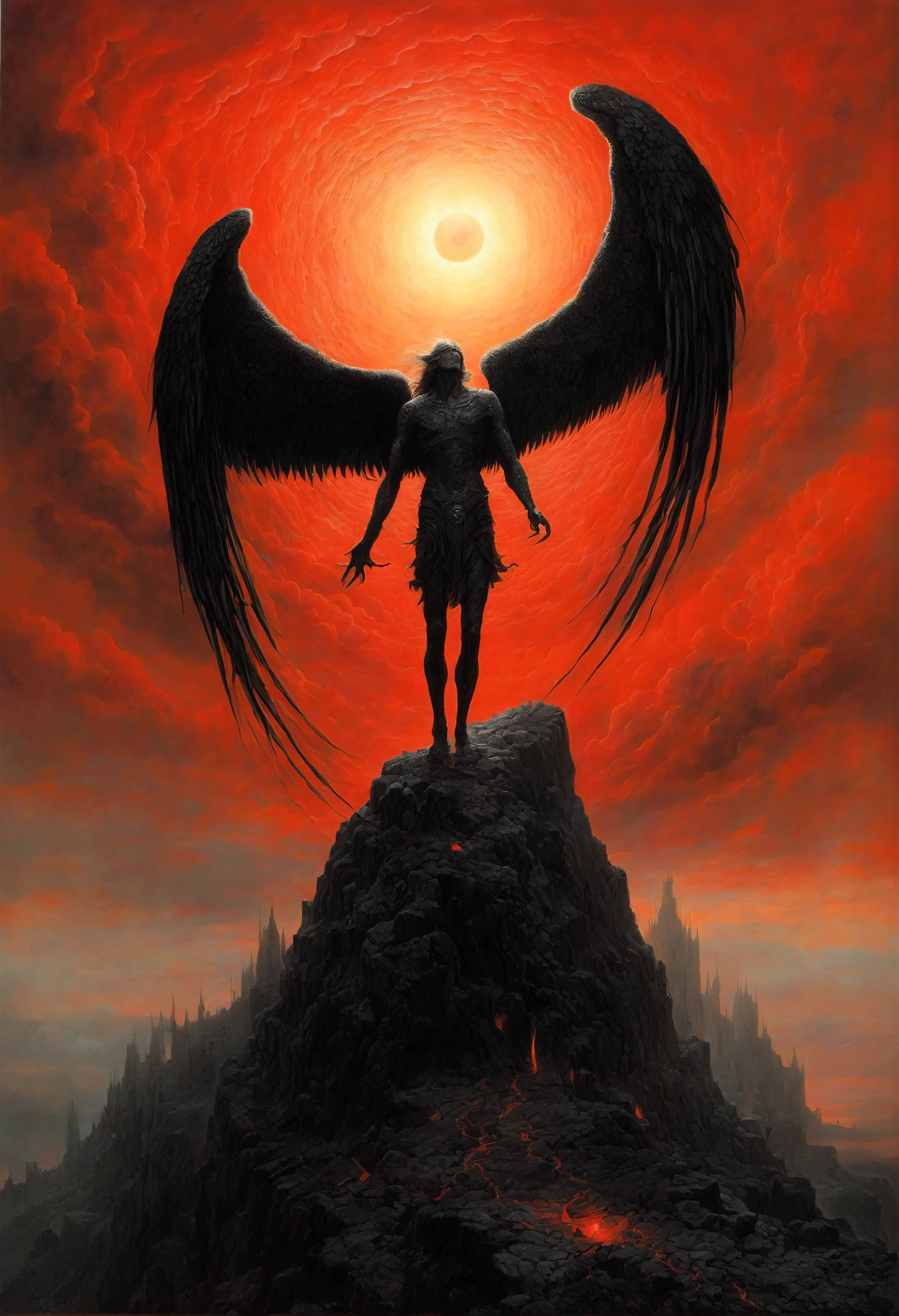 Mythical creatures, author:Zdzislaw Beksiński、Angel、Holy War、Big eye in the sky、Red/Black