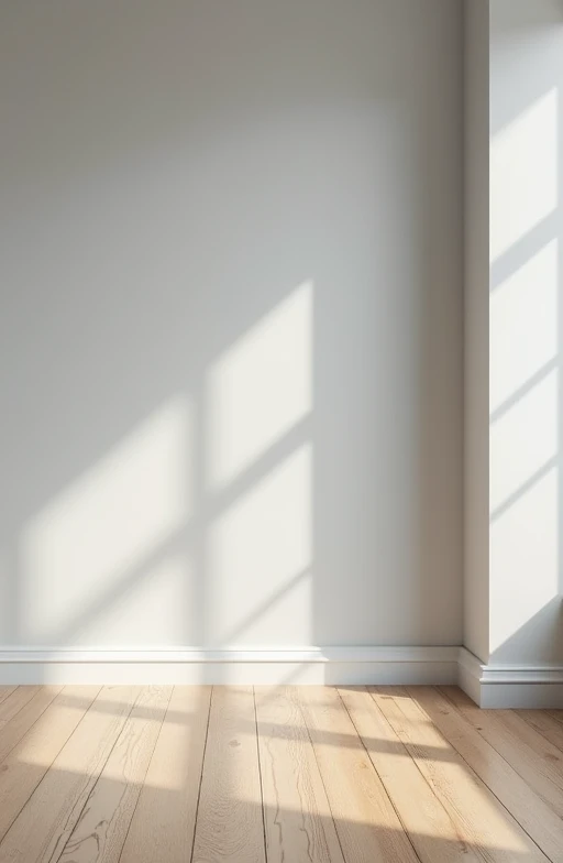 a room with light gray walls and a wooden floor