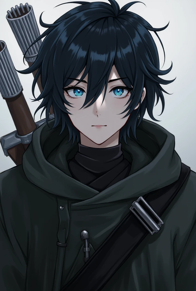 Human, Male, hunter, Black Hair, Blue Eyes, Pale skin