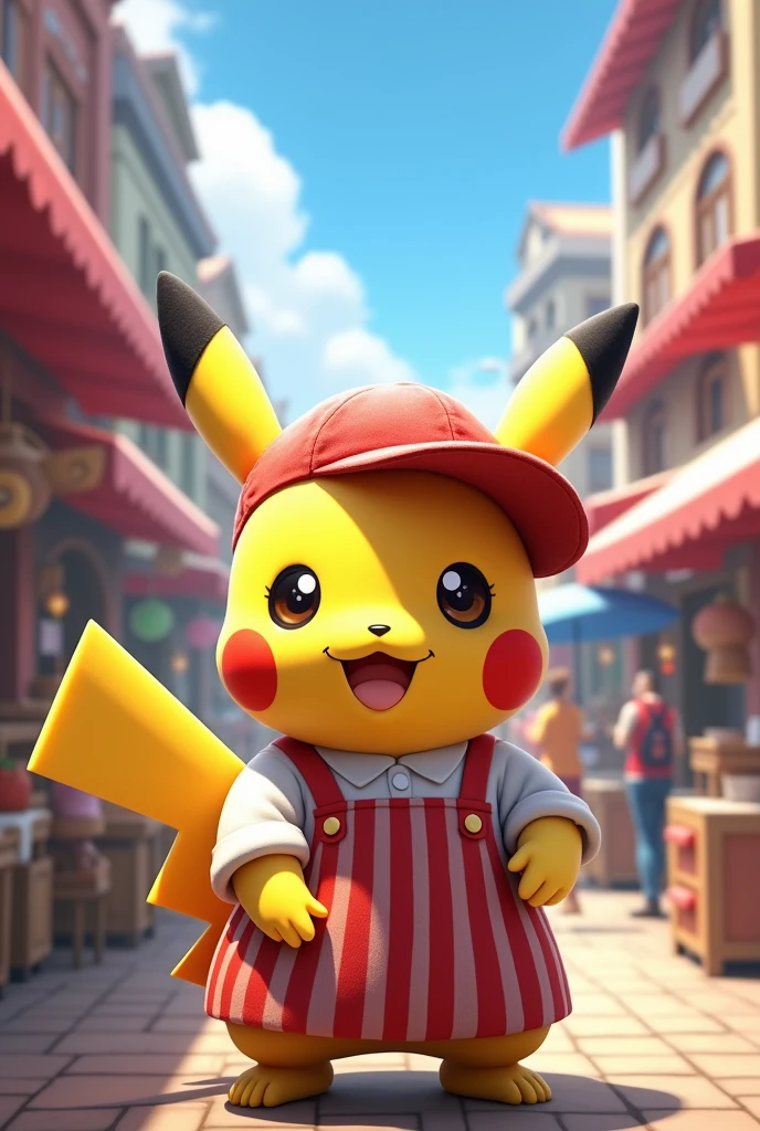 Pikachu in Sugarloaf Market uniform