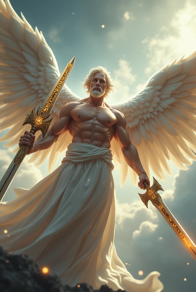 male angels holding sword, 8 k quality