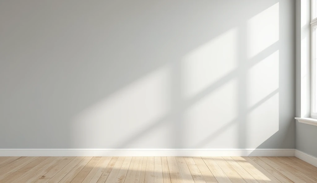 a room with light gray walls and a wooden floor