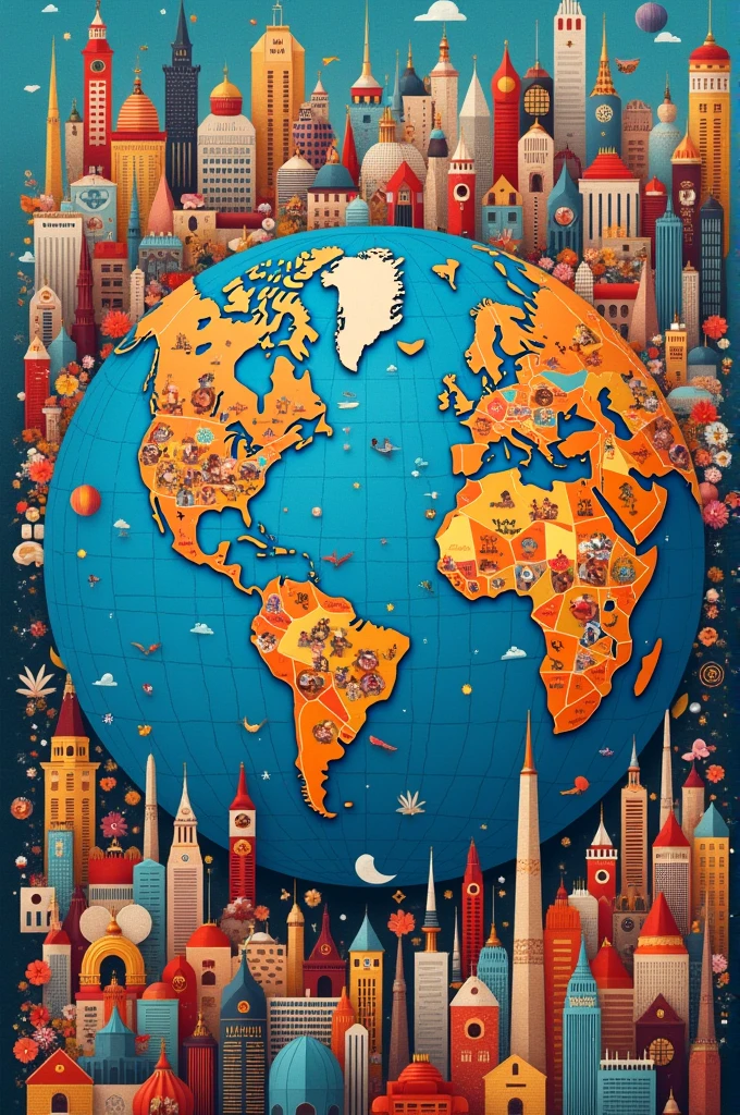 Create a collage full of images about the positive aspects of globalization
