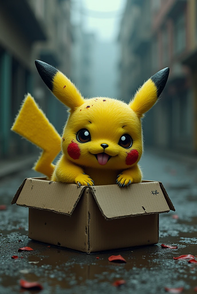 Pikachu Without being tender with twenty venereal diseases lying on the street in a cardboard box and being riddled