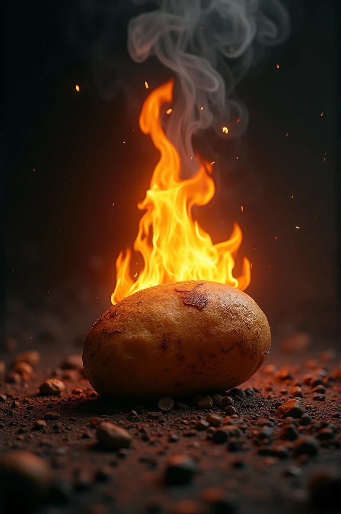 A potato with fire