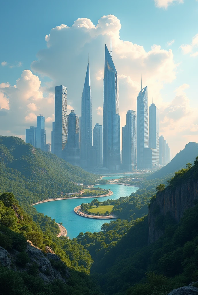 landscape, modern city, skyline, detailed, sharp, HD, HDR, best quality, best resolution