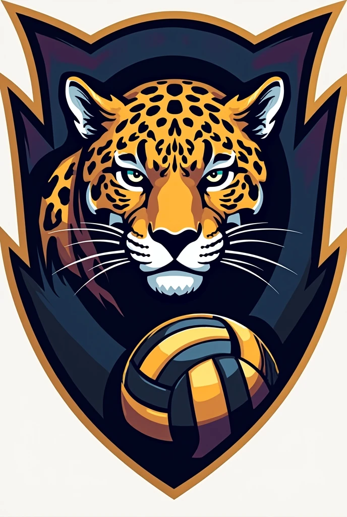Leopard themed volleyball team crest 
