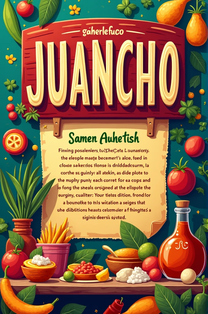 Food poster with the name JUANCHO and explanation of the product
