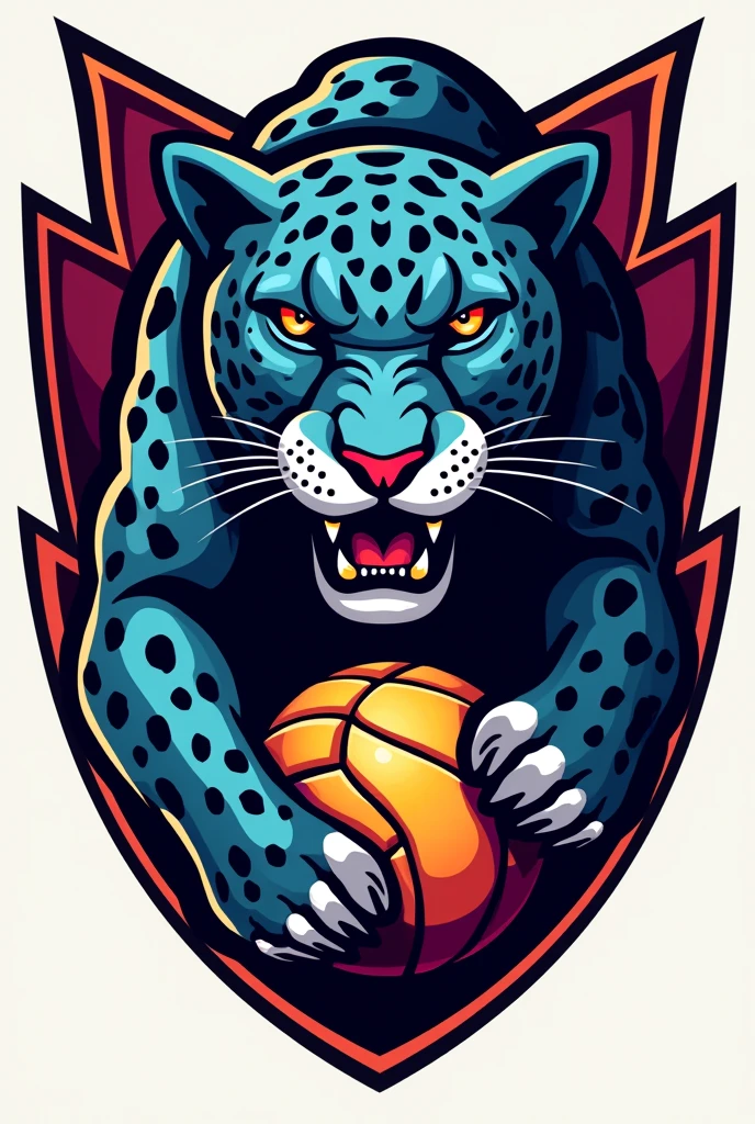 Leopard themed volleyball team crest