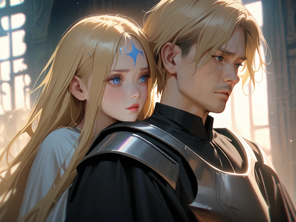 High Details, High Quality, High Resolution,
{{camera focus}} {{Artist: Sincos}}
a close up of two character boy hugging a girl from behind, visual of elegant, girl long blonde hair long mage robe , boy, blonde hair meadieval armor, blue eye boy, dramatic , dreamy psychedelics, today's featured realistic still, ethereal realistic,