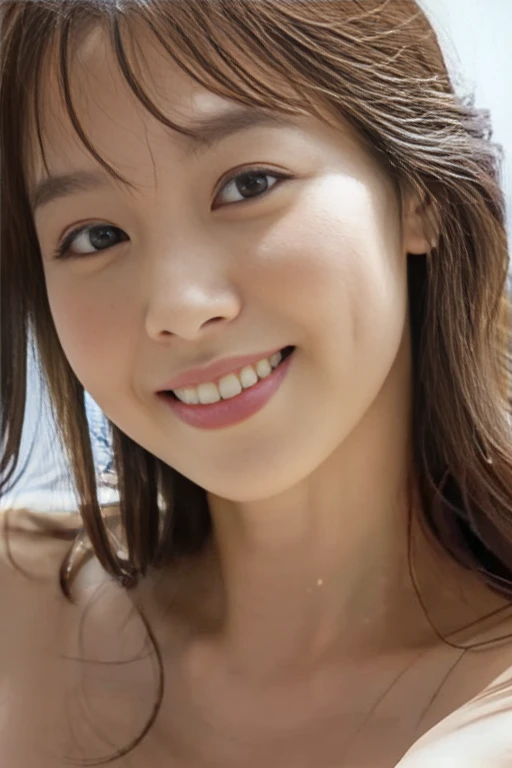 ((Highest quality, 8k,)), Browsing Caution, front, Heavy chest, charm, Accurate手足, First Person View, (masterpiece:1.3), Realistic, photo-Realistic, RAW Photos, Beautifully detailed face, Pale skin, Detailed hair texture, Perfect body, Beautiful Face, Accurate, Anatomically correct,Natural neck length, (Beautiful Hそしてs), (Fair skin:1.2), (Highest quality:1.4), finely,(とてもBeautiful Faceのディテール), (Big Breasts:1.4),Model Aircraft、フルnude、Fashion model posing、Whole Body Ezbian、nude、thin、Are thin、Hip、thin脚、Open legs、Spread your legs、フルnude,Exposing the breasts、Portraiture,One Woman, (RAW Photos:1.2), Intensive、(Black pubic hair)(Black underhair) In bed、Bright room、naked、Japanese、, small、Areola、frontを向いて、frontage、Bright room、 (Photorealistic photography:1.4), (超Realisticな:1.4), (Realisticな:1.3), (softer lighting:1.05), (映画の照明Improvement of quality:0.9), topless、Underless、上半身naked、naked、, (Bright light:1.2), (Improvement of quality:1.4), (Highest qualityのリアルテクスチャスキン:1.4), Detailed eyes, finely描かれた顔, ( Joyful), (smile:1.1), (Enhances the beauty of skin texture.:1.1)、