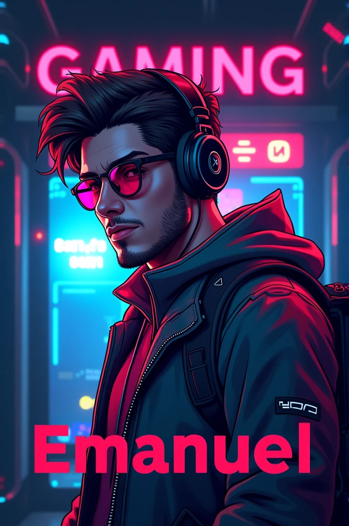 I created a profile picture for my YouTube channel and the theme is video games and my name Emanuel Gaming appears