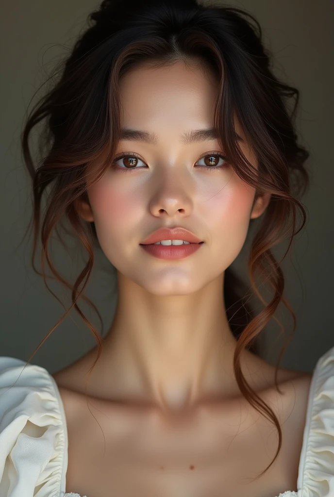 (The best quality at its best,4K,8k,High resolution,masterpiece:1.2),Super detailed,(Actual,Realistically),Bright colors,Beautiful Eyes,A delicate smile,Blushed,Textured Skin,masterpiece,khd,The best quality at its best,A kind and beautiful woman,Mild,Delicate and sexy collarbone,Attractive goose face,double eyelid,Rosy lips,Small Nose,Random Hairstyles,Random hair color,Random Costume,Huge big breasts,have confidence,elegant,Noble,Happy atmosphere,A little blush,wonderful thing,Perfect pubis,Maid clothes