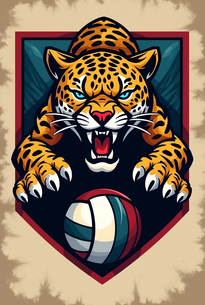 Leopard themed volleyball team crest