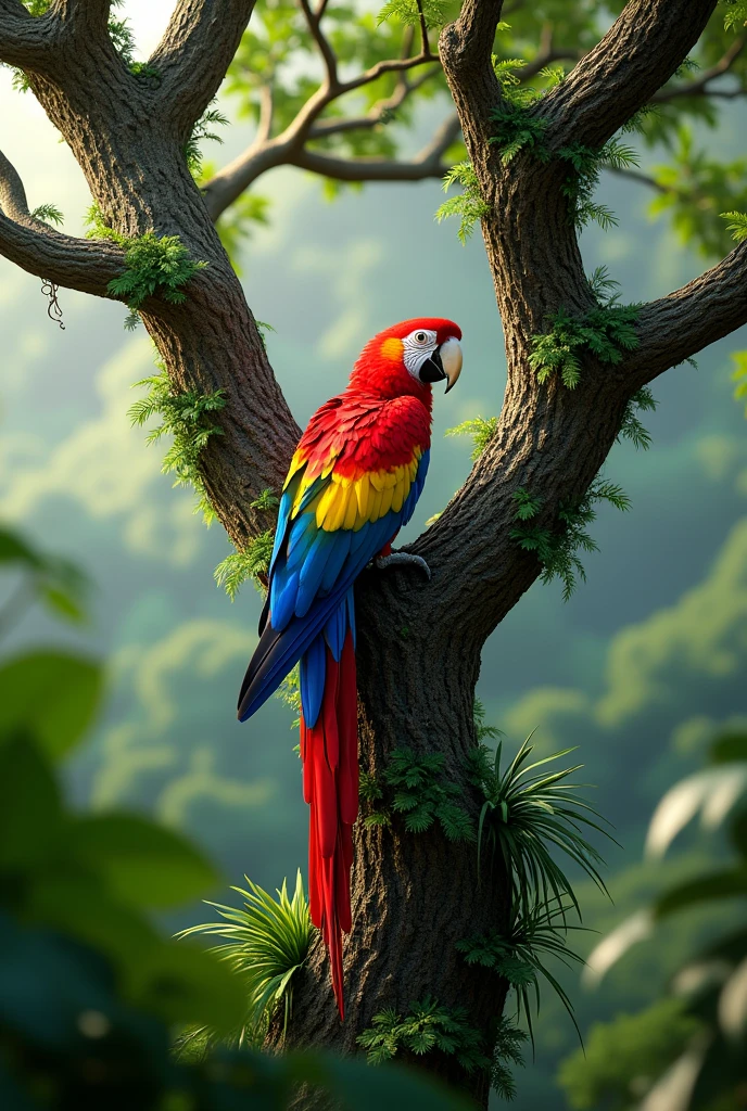 Pequi tree with macaw on top