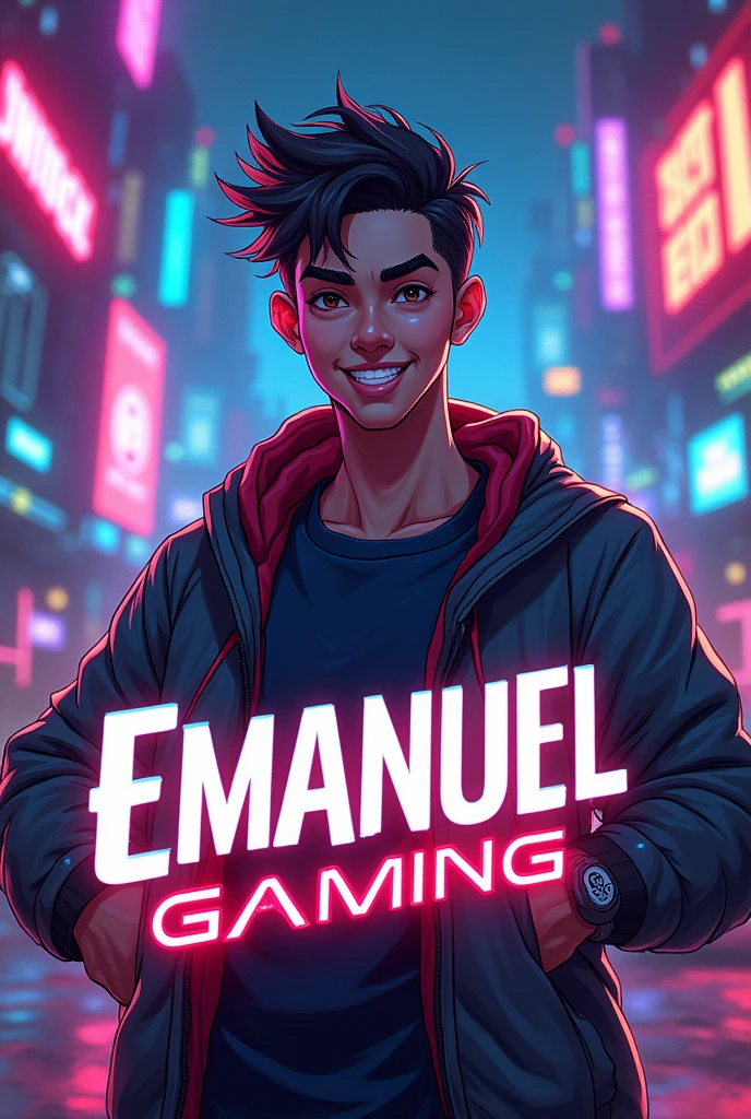 I created a profile picture for my YouTube channel and the theme is video games and my name Emanuel Gaming appears