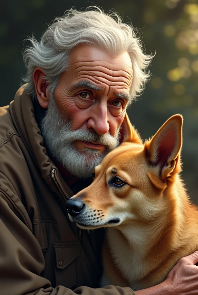 Old man with his old companion 