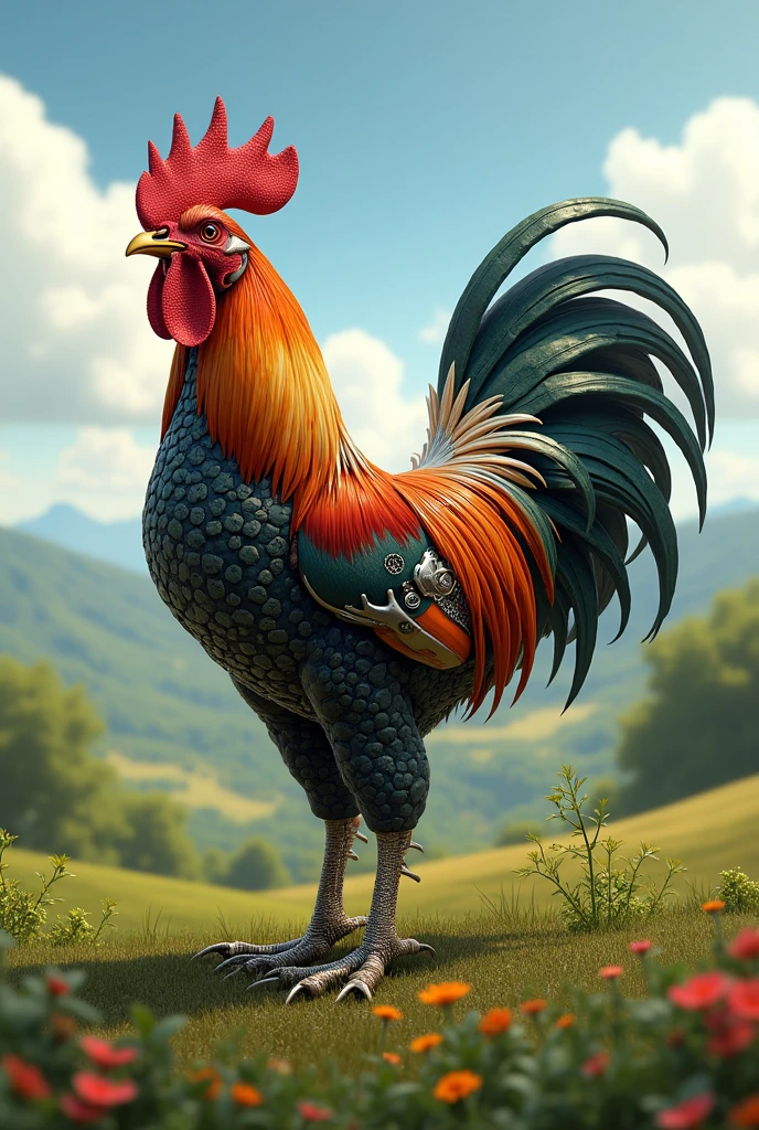 Real and mechanical rooster