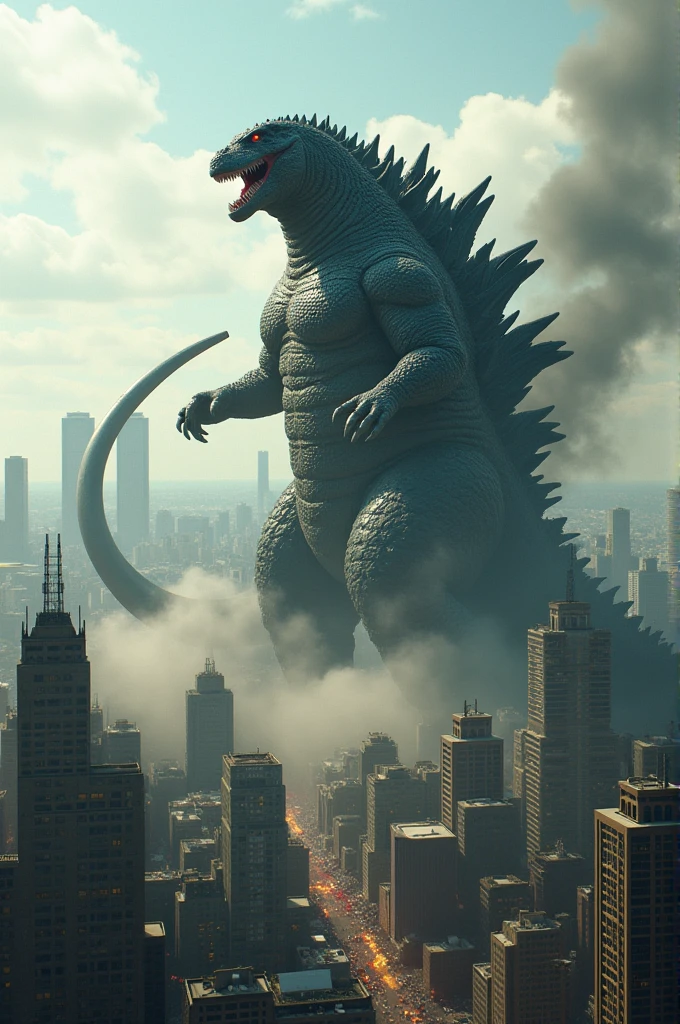 Godzilla with a huge penis that spins the city