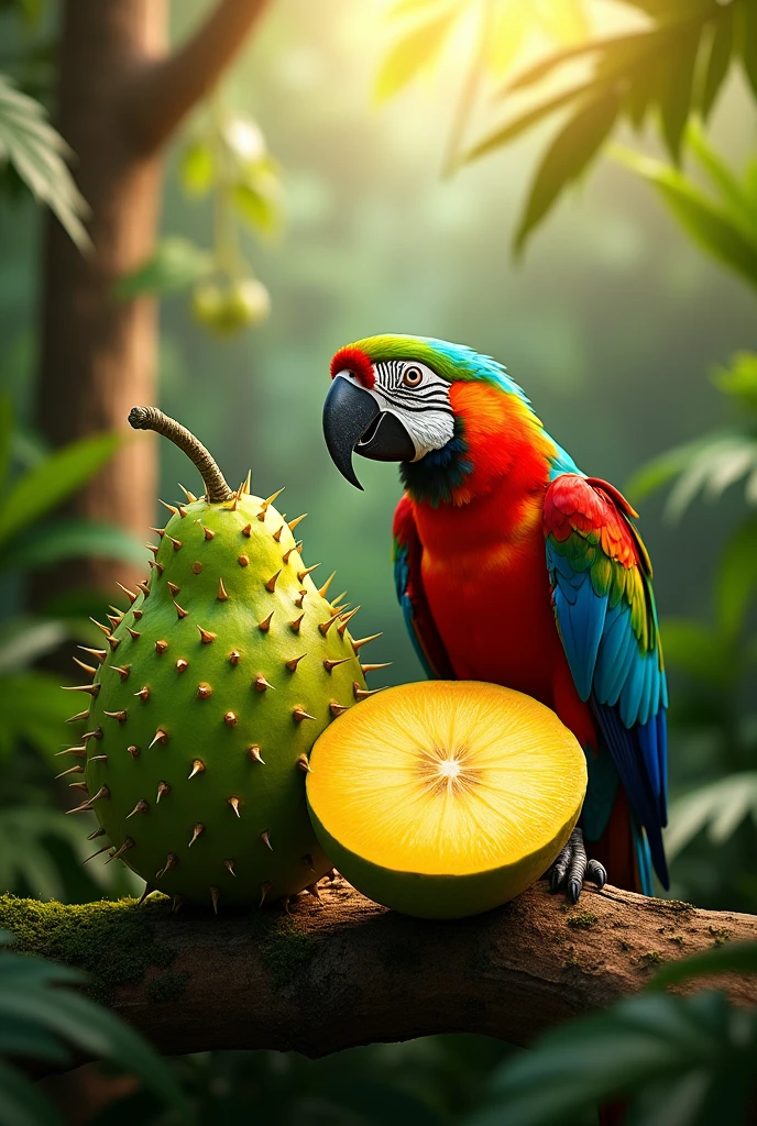 pequi with macaw and toucan