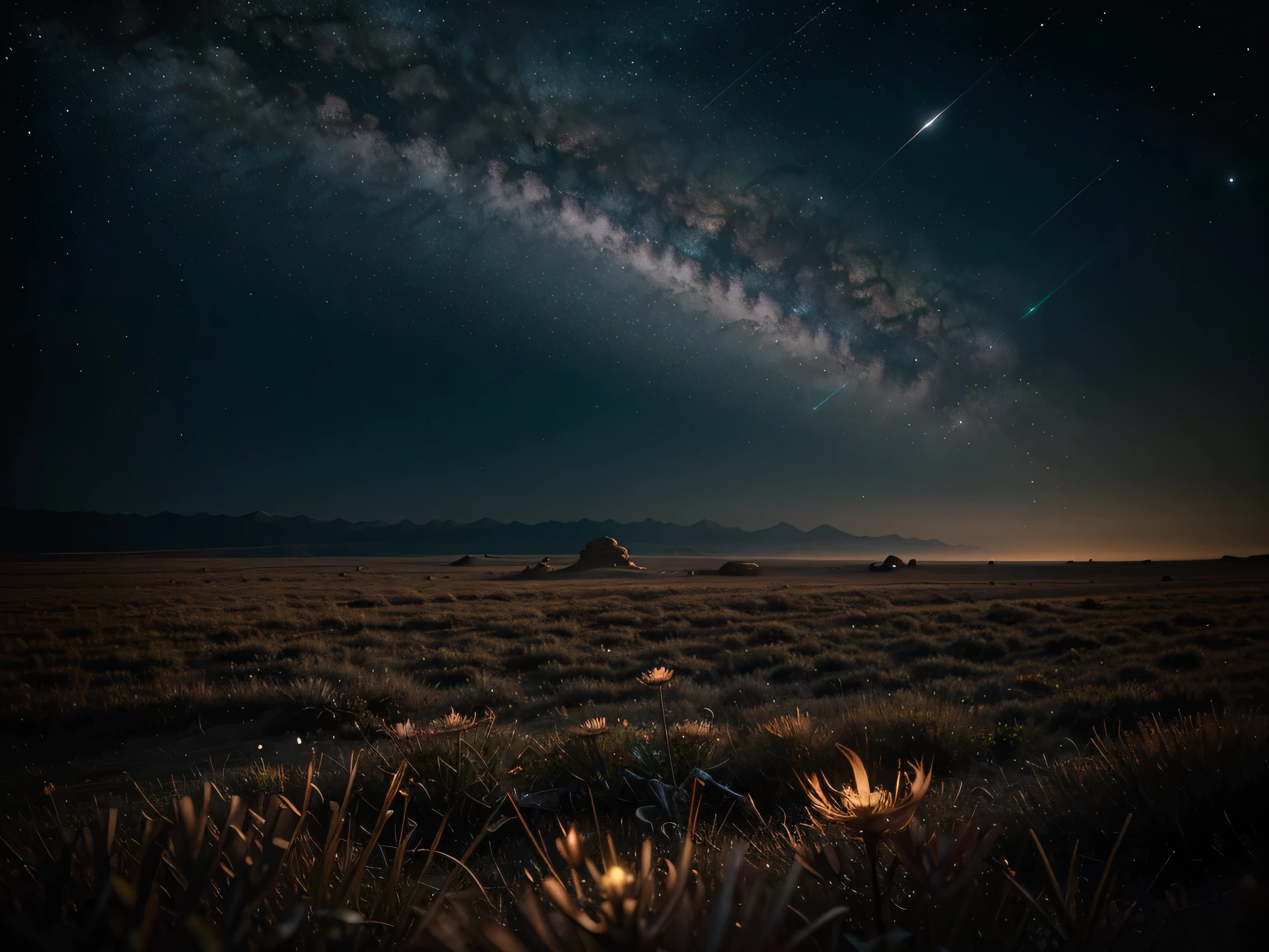 In the fading light of a distant star system, a majestic atmospheric galactic nomad drifts amongst the cosmos, its ethereal presence captured in an antique photograph. The image is grainy but evocative, with soft edges and a vintage feel. The nomad is a shimmering specter, its translucent form glowing with otherworldly energy. Its long, flowing tendrils trail behind like ethereal ribbons, creating a mesmerizing sense of movement frozen in time. The colors in the image are rich and deep, adding to the sense of mystery and wonder. The overall effect is stunning, a testament to the beauty and vastness of the universe.