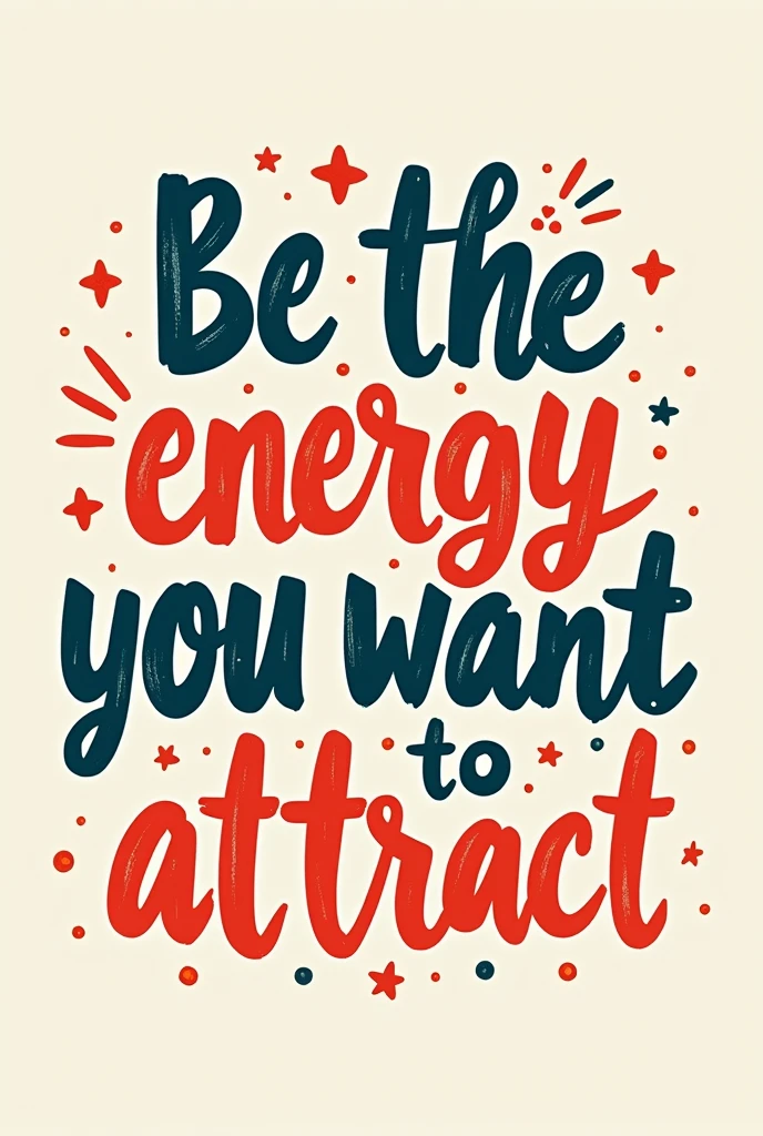 I need a youthful typographic design, with the phrase "Be the energy you want to attract."