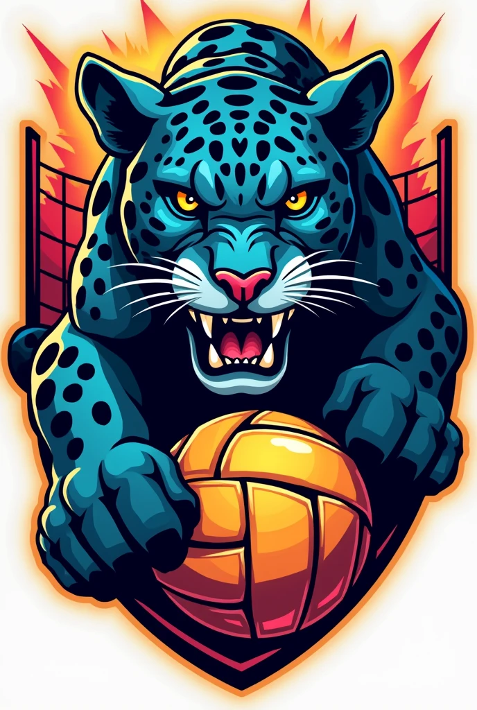 Leopard themed volleyball sports badge 