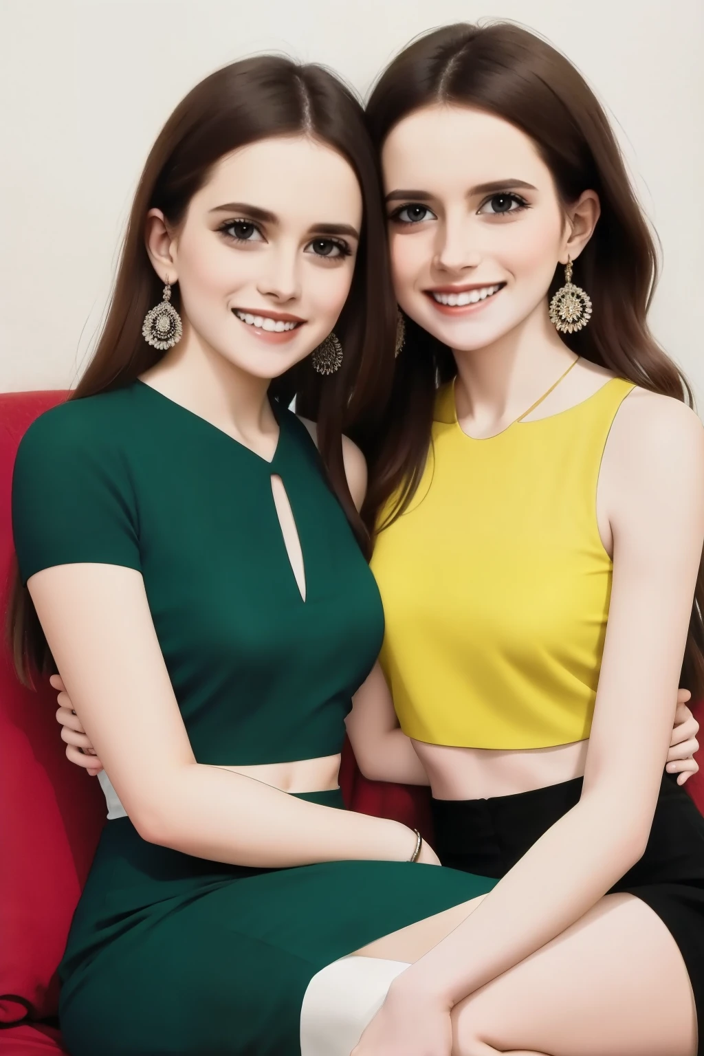 A mother and daughter on a magazine cover, vibrant colors, high-resolution, realistic portrayal, fashion-forward, loving bond, trendy attire, captivating smiles, natural beauty, professional lighting, contemporary style, artistic composition