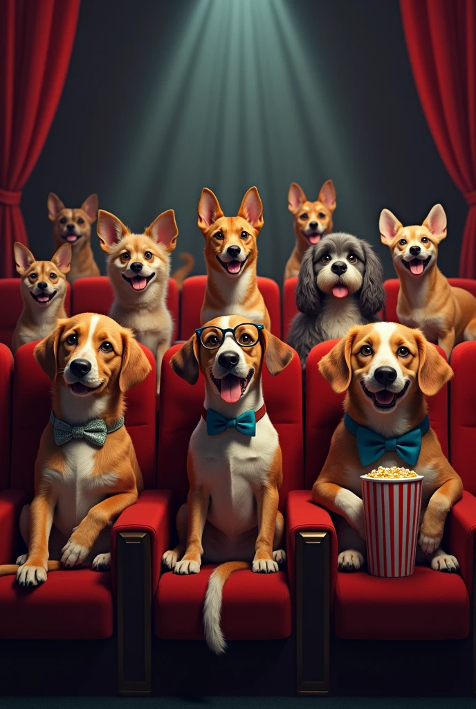 dogs watching at the cinema