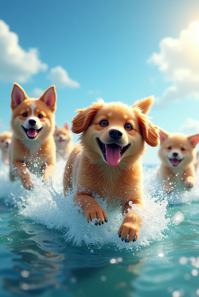 dogs swimming