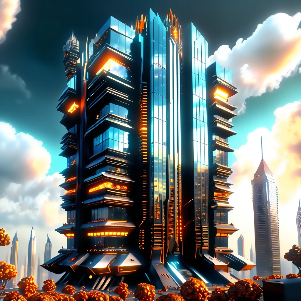 ((best qualityer)), ((work of art)), ((realisitic,digitl art)), (hyper detailled), skyscraper, no human, octane rendering, ray tracing, volumetric lighting, back-illuminated,rim lighting, 8k, HDR,