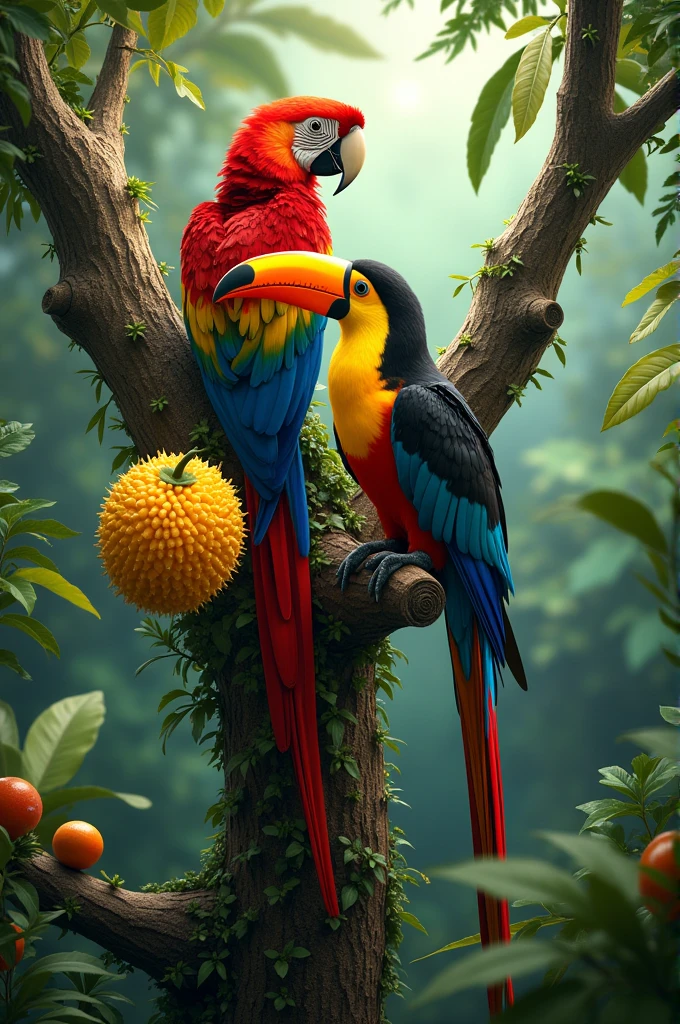 pequi pequi with macaw and toucan