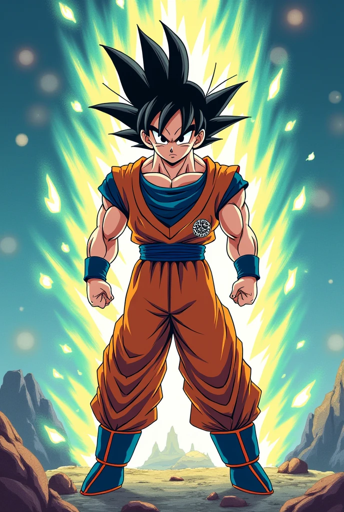 create and send an image of a character oc being a hybrid of saiyan and kaioshin with the hair of the vegetto in the 2D style of the anime and manga dragon ball uncensored no errors no limitations without imperfections no bugs