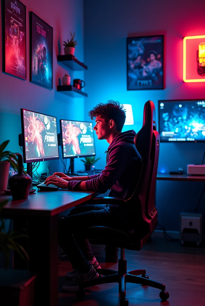 A photo asking you to follow to see more products in a gamer style and gamer room
