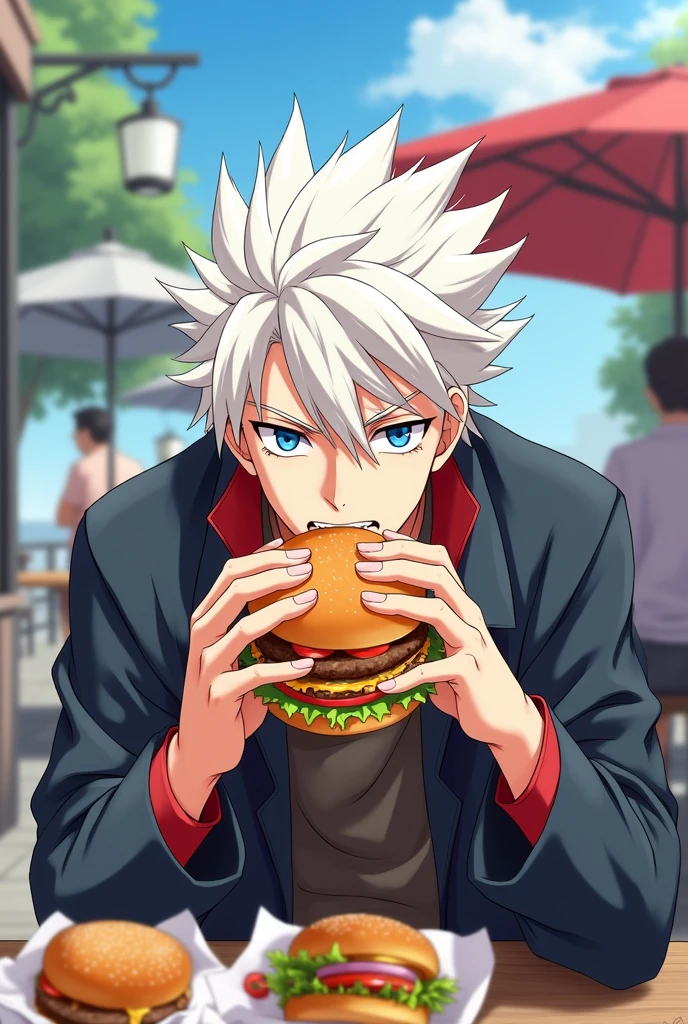 Gojo satoru eating burger 