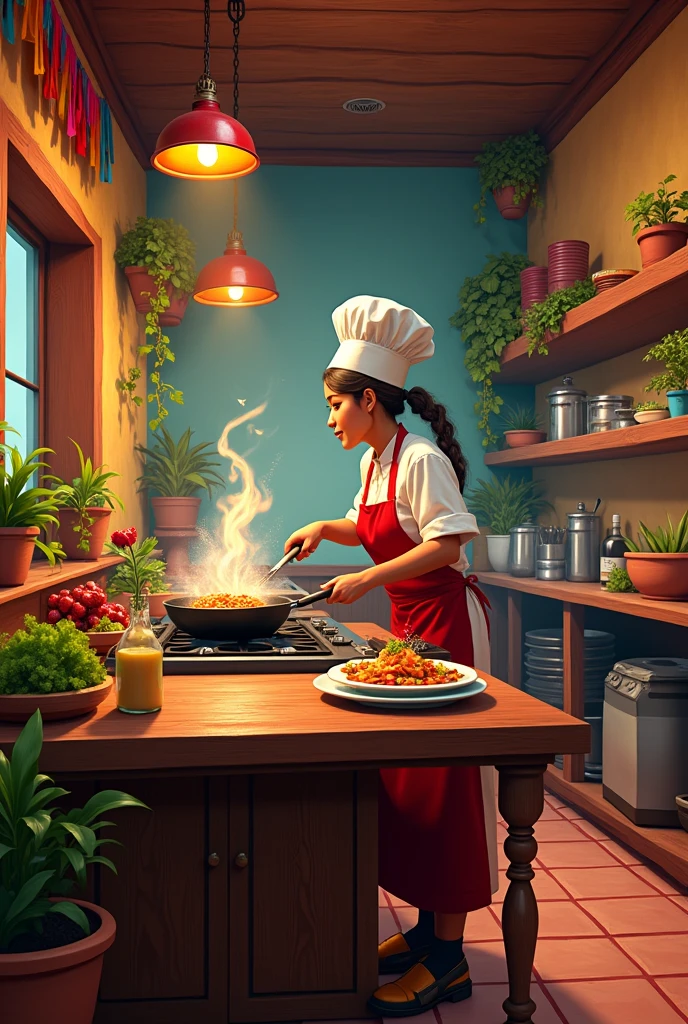 Restaurant called El Rinconcito de Doña Maria with chef cooking