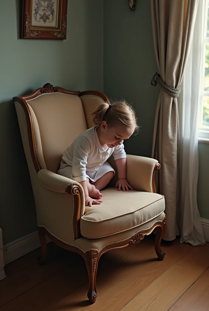 girl stealing a chair