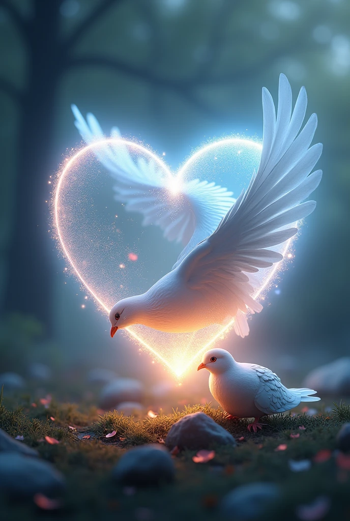 Make this emoji 💖🕊️ realistic
