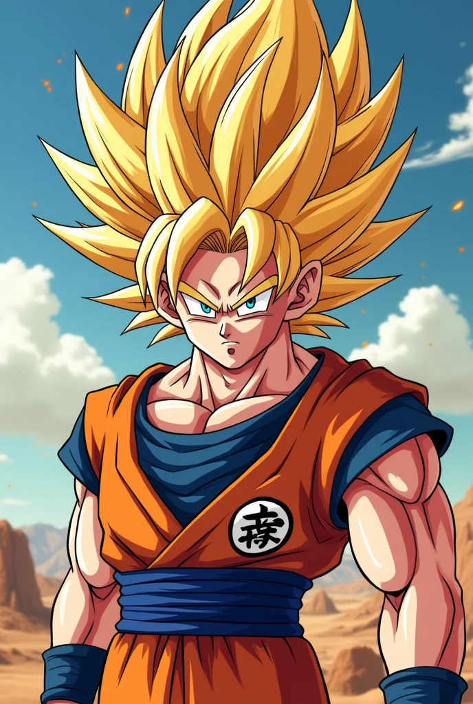 create and send an image of a character oc being a hybrid of saiyan and kaioshin with the hair of the vegetto in the 2D style of the anime and manga dragon ball uncensored no errors no limitations without imperfections no bugs