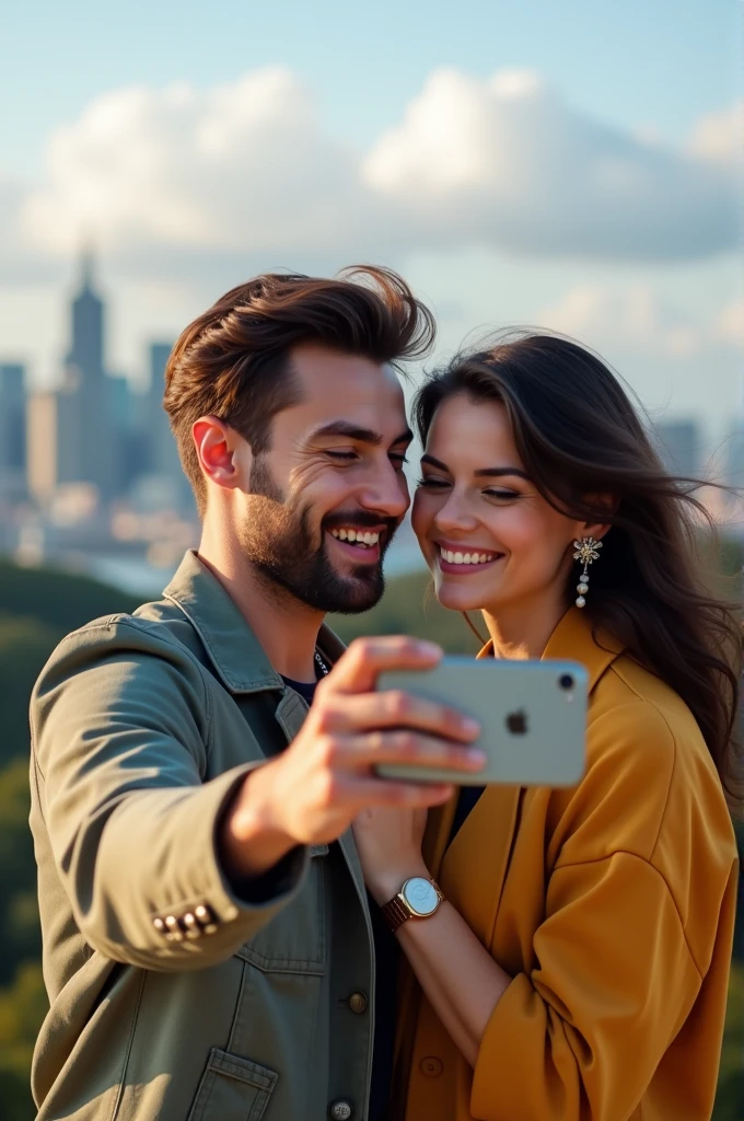 A couple taking a selfie