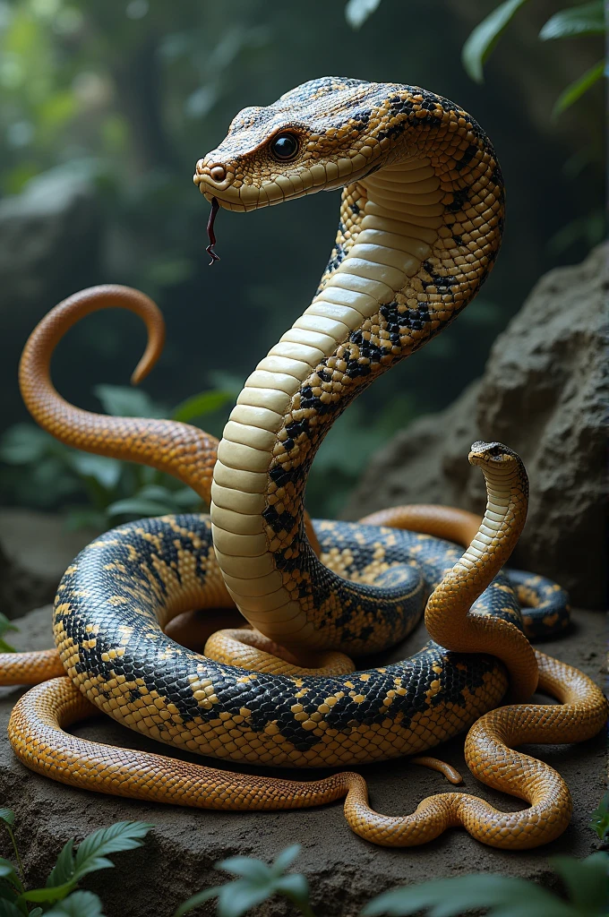 King cobra with other different types of small snakes