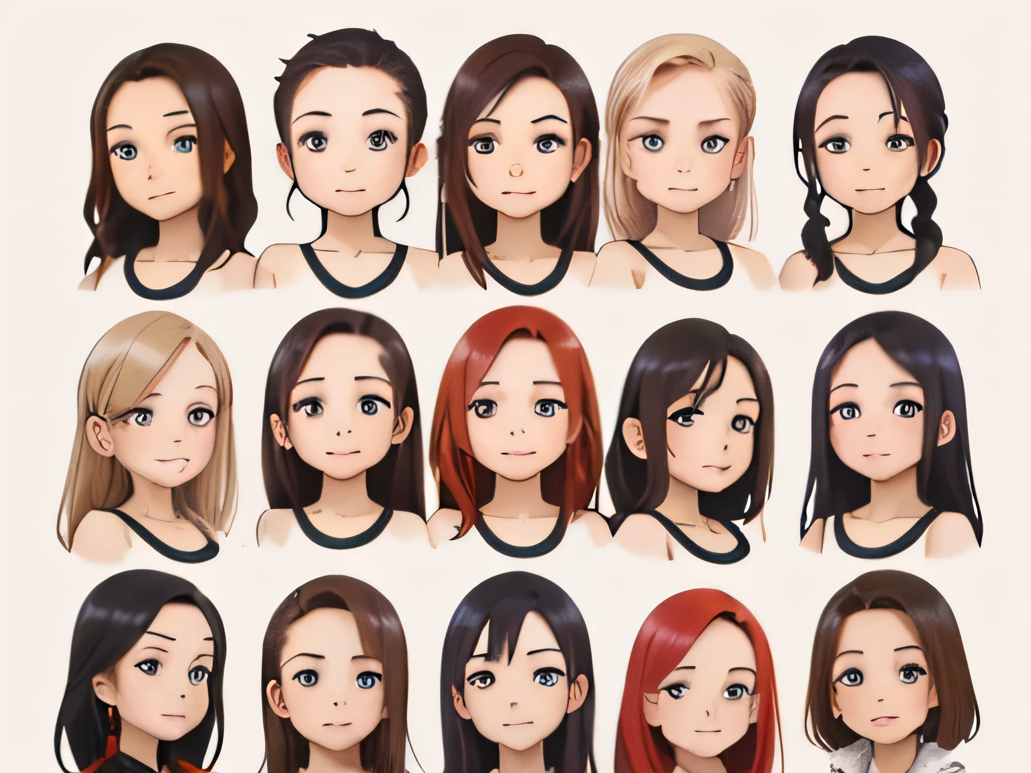(Highest quality, masterpiece), A group photo of eight very unique and beautiful students, A variety of emotions, Various expressions, Stubborn pose, Different hair colors(There is only one redhead among them., Three Blondes, 2 brown hair、2 black haired people), Various Hair Styles, Different hair lengths, Different eye colors, Various body types, Different breast sizes, (There is definitely one flat chested Asian brunette + One muscular woman with short blonde hair + 1 long-haired redhead girl + 1 brunette hippie with braids + 1 Brown hair and flat chest + 1 short, curvy woman with brown hair), Graduation Photo Album, Beautiful Face, Upper Body