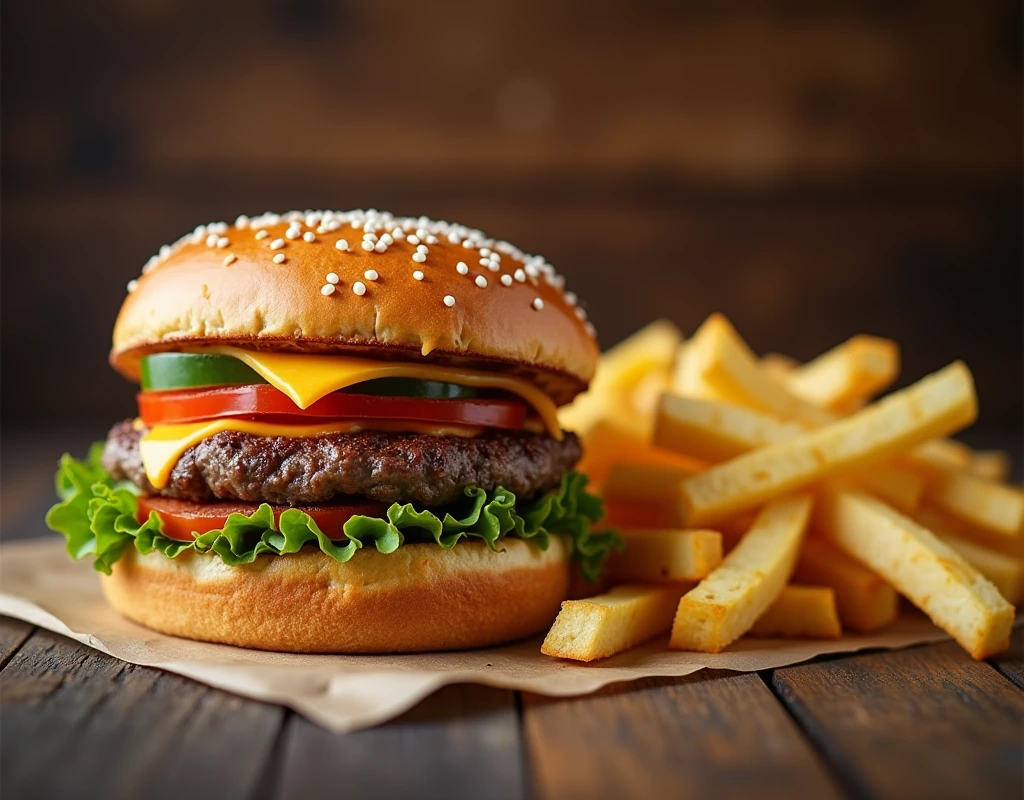 hamburgers with fries
