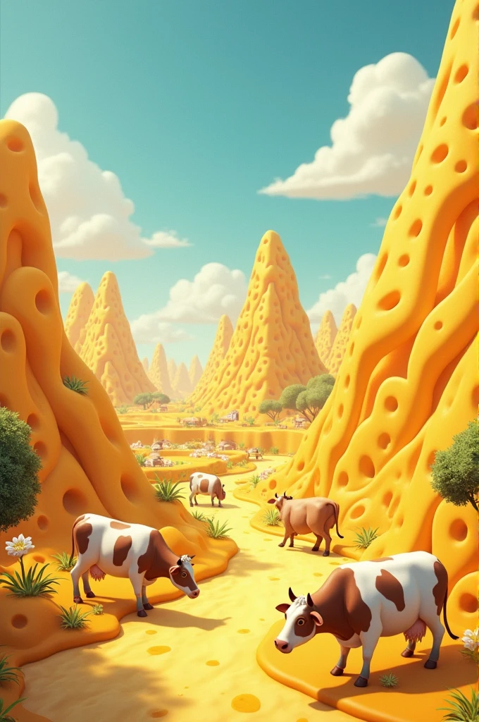 World of cheese with cows World of cheese and cows around the world