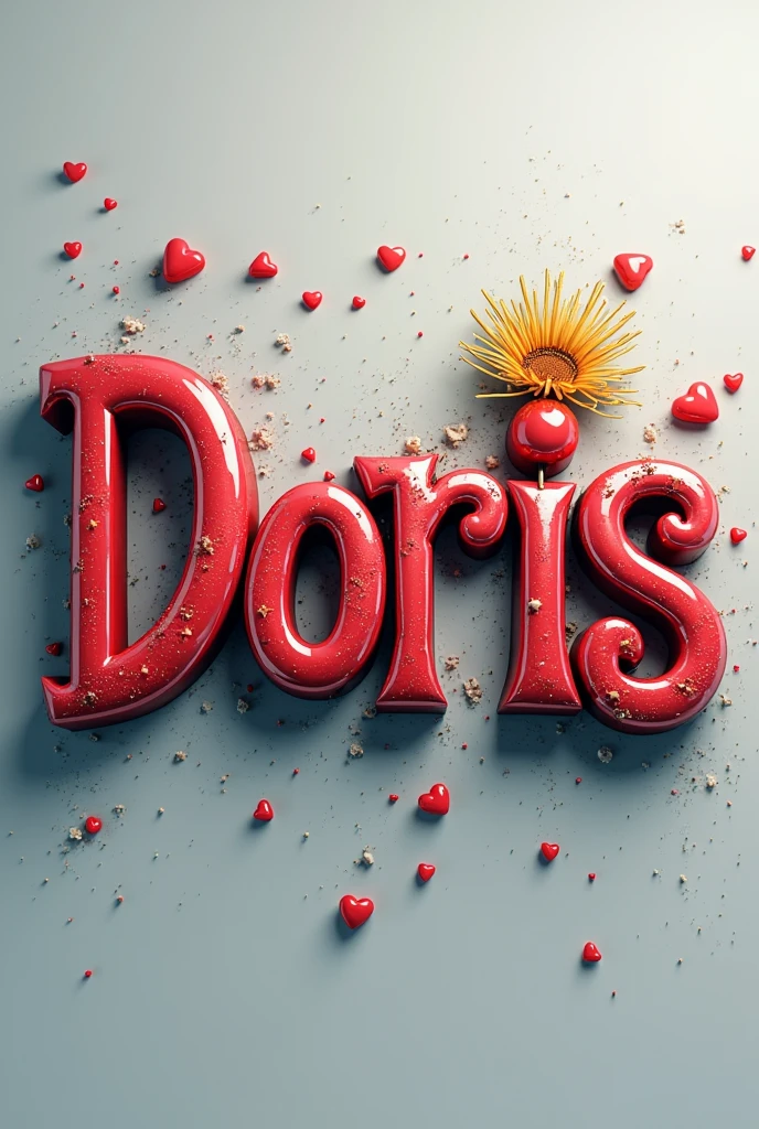 Make a picture of only 3D artistic letters that only says the complete word: “Doris” to be realistic, Metalica, pretty and colorful, that is not in italics and that has relief and shine