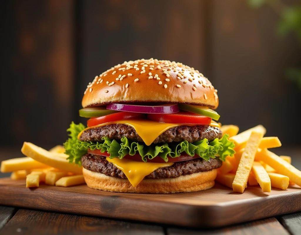 hamburgers with fries
