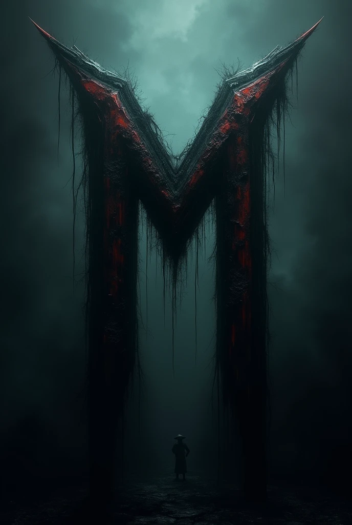 A profile picture using the letter M, with a dark aspect.
