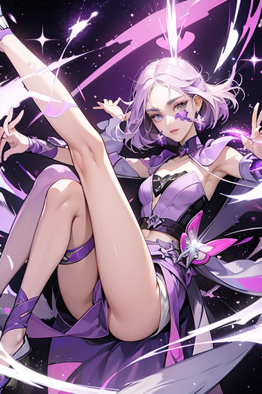 Petrie is a purple girl wolf with a light purple pattern on her face, legs and underside. SPARKLE; GLITTER