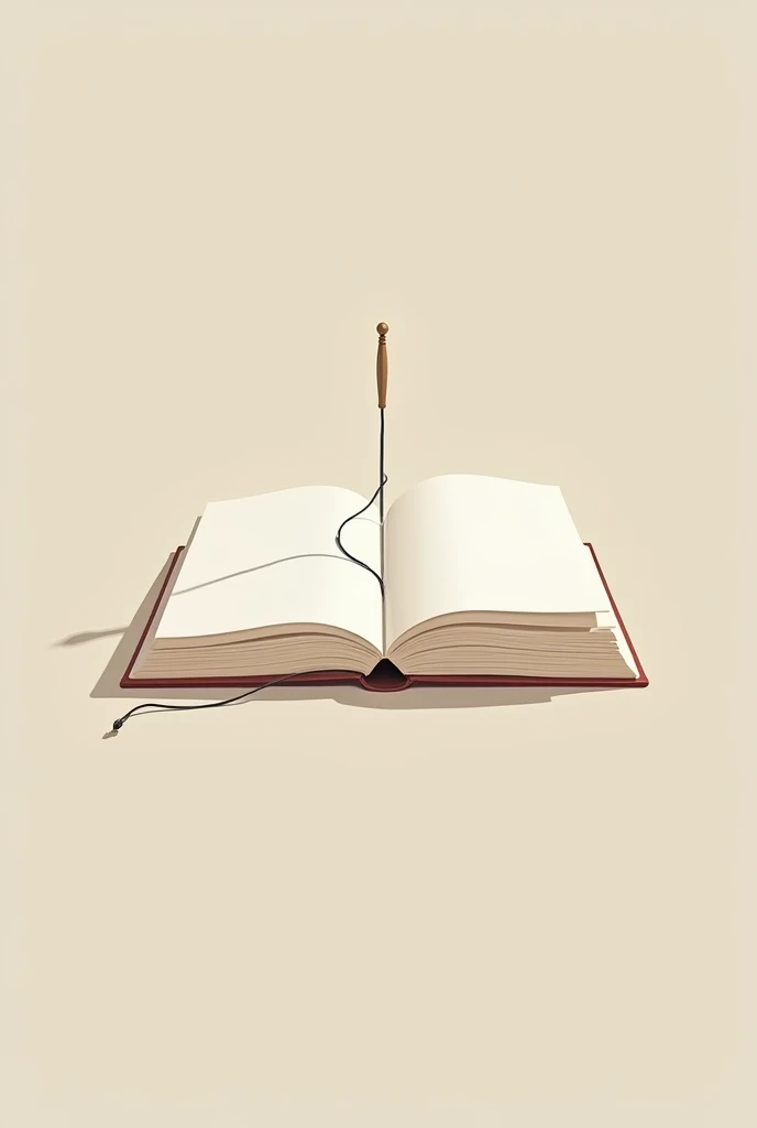 Just give me the outline of a book being sewn with a needle, super minimalist The book needs to be more defined, and the needle needs to appear It needs to be all on the same plane, as if the needle was just resting on the book, but the seams are showing
